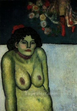 パブロ・ピカソ Painting - 裸で座る女性 1899 年キュビスト パブロ・ピカソ